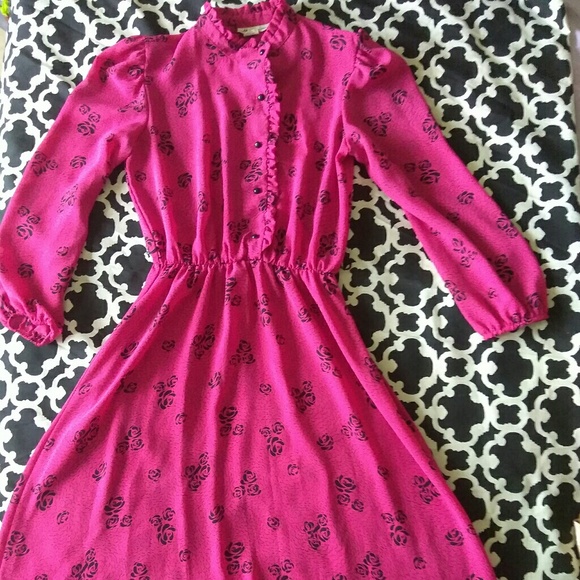 VTG Pink Black Off Center Floral Rose Princess - Picture 2 of 7